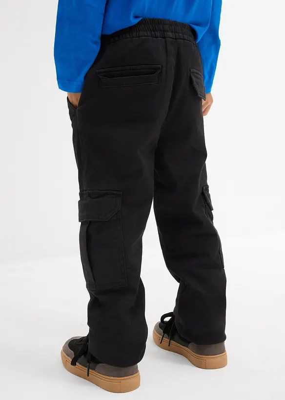 Thermo Regular Fit Cargohose mit Jerseyfutter in schwarz von hinten - bonprix