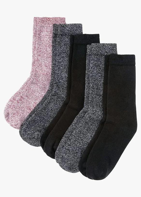 Thermo Frottee Socken mit Bio-Baumwolle (5er Pack) in schwarz von vorne - bonprix