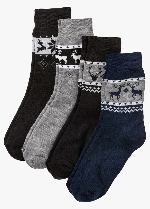 Thermo Socken unisex (4er Pack) in schwarz von vorne - bonprix