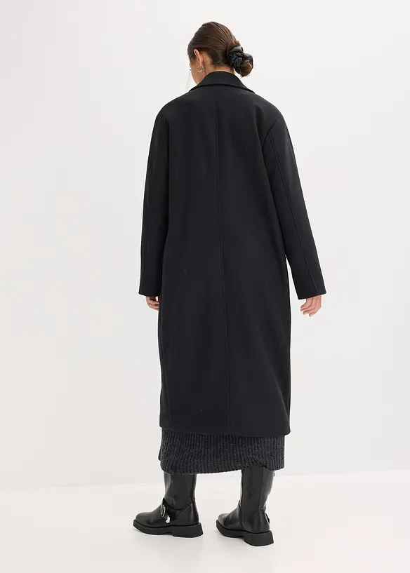 Mantel in Woll-Optik in schwarz von hinten (Totalaufnahme) - bonprix