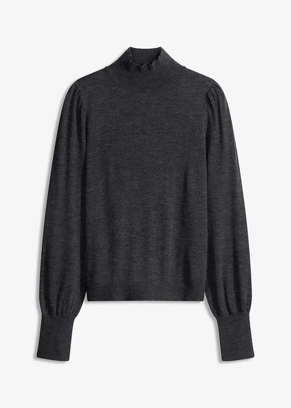 Feinstrickpullover in grau von vorne - bonprix