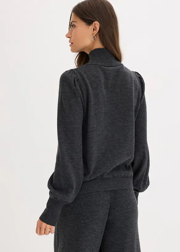 Feinstrickpullover in grau von hinten (im Anschnitt) - bonprix