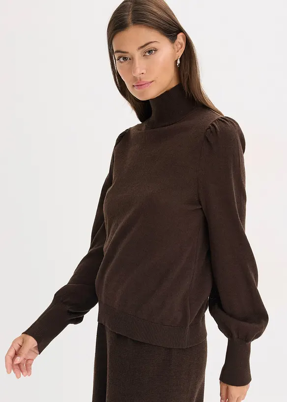 Feinstrickpullover in braun von vorne (im Anschnitt) - bonprix