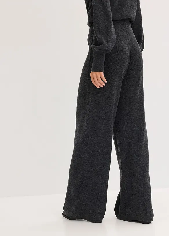 Feinstrickhose in grau von hinten - bonprix