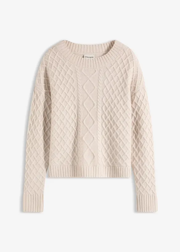 Pullover in beige von vorne - bonprix