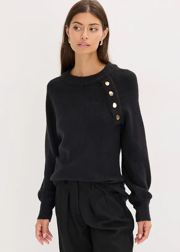 Pullover in schwarz von vorne (im Anschnitt) - bonprix