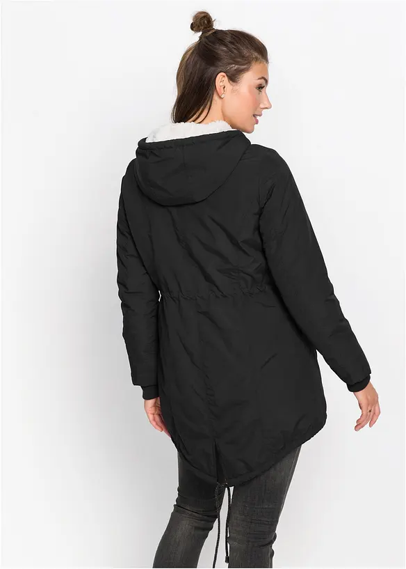 Parka mit Teddy-Futter in schwarz von hinten (im Anschnitt) - bonprix