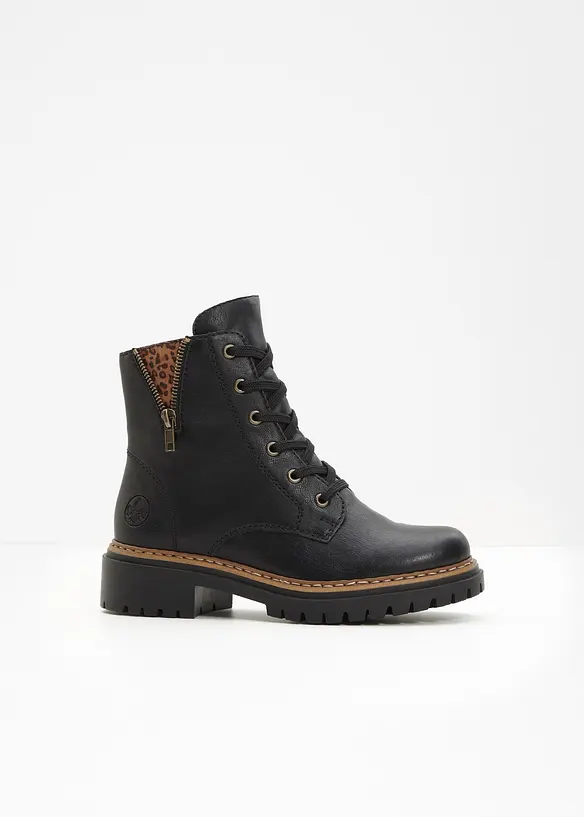 Gefütterte Rieker Schnür-Boots in schwarz - Rieker