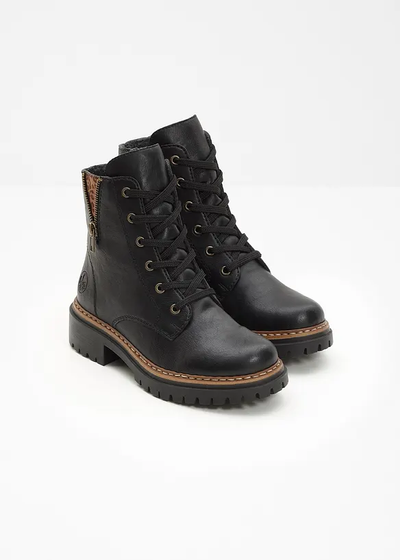 Gefütterte Rieker Schnür-Boots in schwarz - Rieker