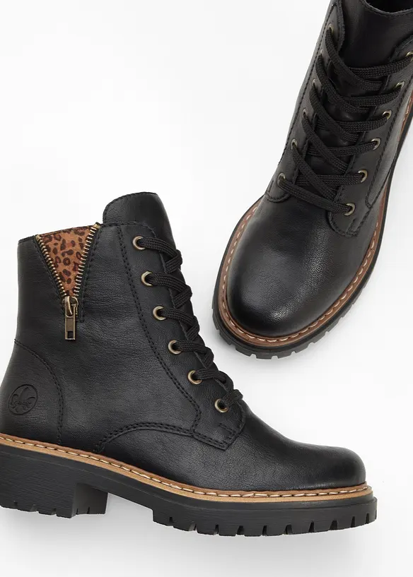 Gefütterte Rieker Schnür-Boots in schwarz - Rieker