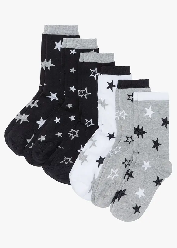 Socken mit Bio-Baumwolle (6er Pack) in schwarz von vorne - bonprix