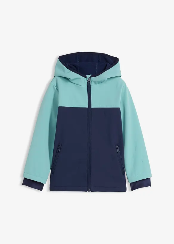 Thermo-Softshelljacke, wasserabweisend in blau von vorne - bonprix