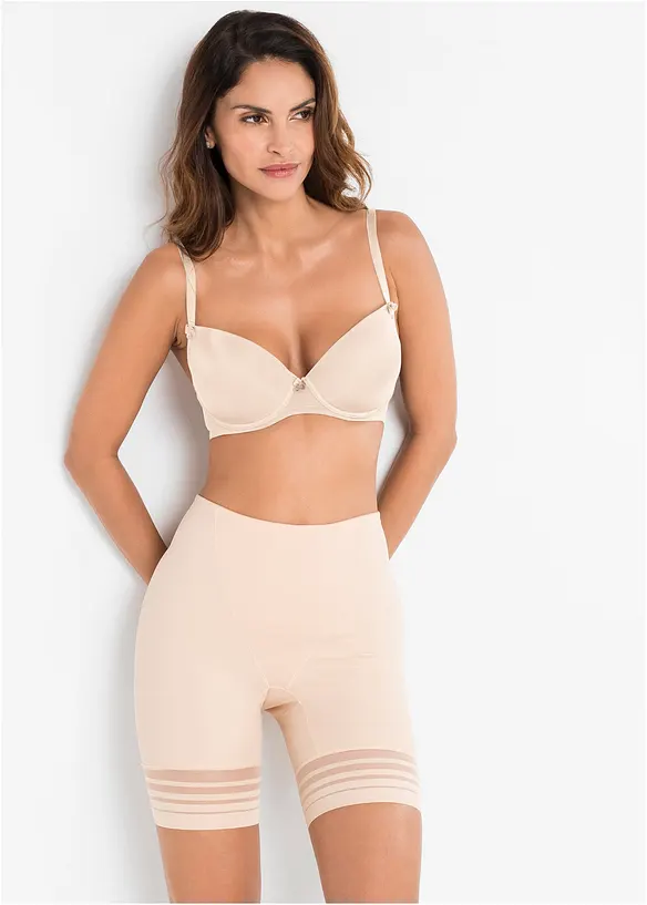 Shape-Radlerhose mit mittlerer Formkraft in beige von vorne - bonprix