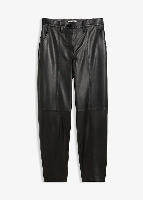 Lederhose aus Lammnappa in schwarz von vorne - bonprix