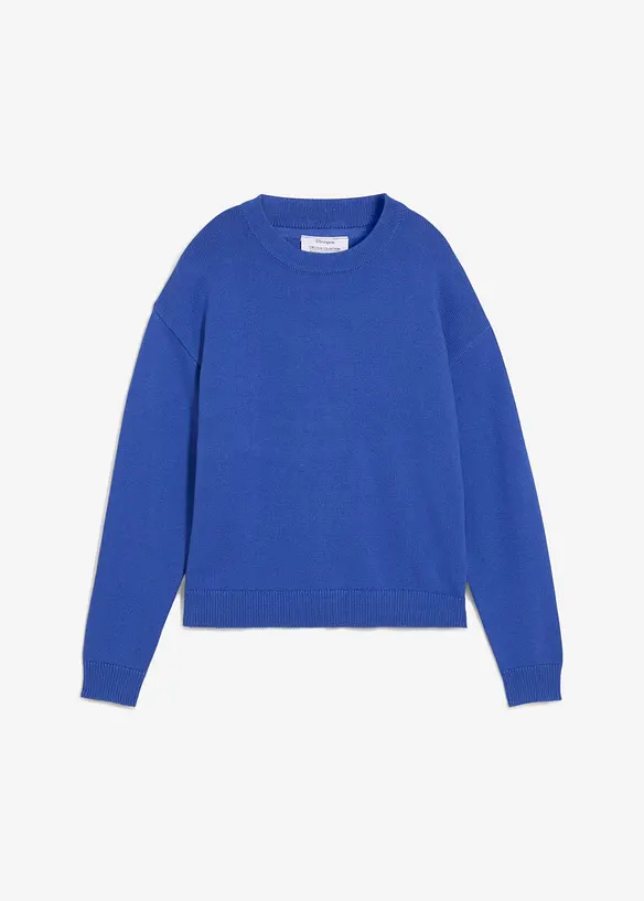 Oversize-Pullover aus reiner Baumwolle in blau von vorne - bonprix