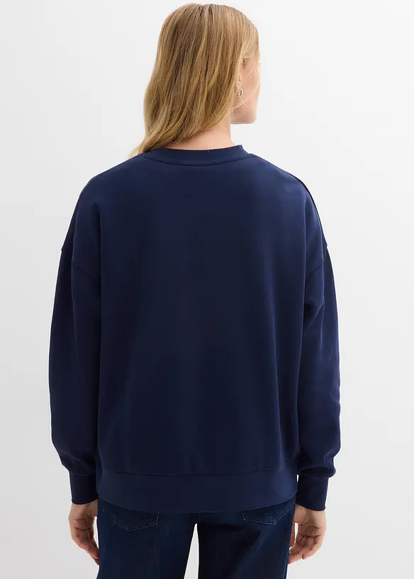 Oversize-Sweatshirt aus reiner Bio-Baumwolle in blau von hinten (im Anschnitt) - bonprix Oversize-Sweatshirt aus reiner Bio-Baumwolle in blau von hinten (im Anschnitt) - bonprix