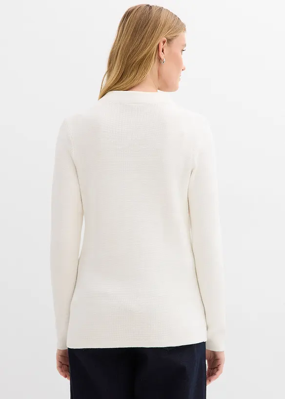 Pullover mit Stehkragen in weiß von hinten (im Anschnitt) - bonprix