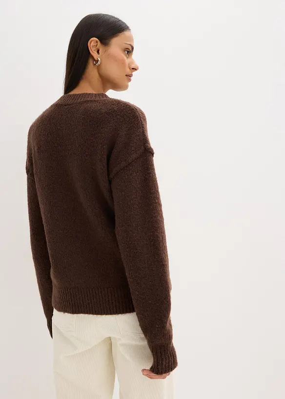 Oversize Feinstrickpullover in braun von hinten (im Anschnitt) - bonprix
