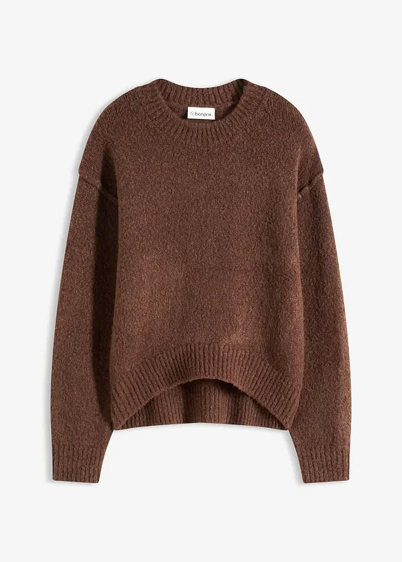 Oversize Feinstrickpullover in braun von vorne - bonprix