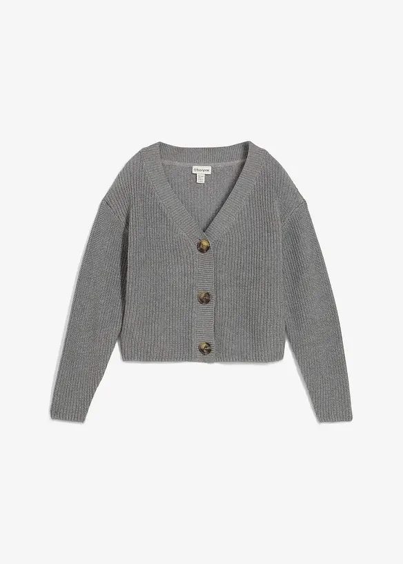 Grobstrickjacke aus reiner Baumwolle in grau von vorne - bonprix Grobstrickjacke aus reiner Baumwolle in grau von vorne - bonprix