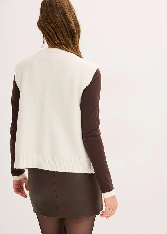 Loose Fit Strickweste in weiß von hinten (im Anschnitt) - bonprix