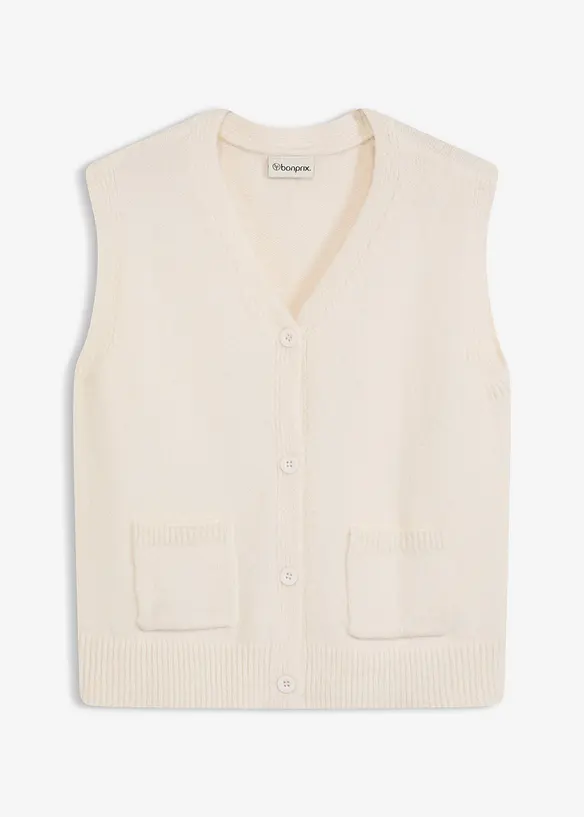 Loose Fit Strickweste in weiß von vorne - bonprix