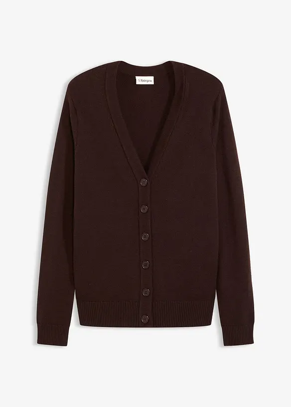 Longstrickjacke aus softem Viskose-Mix in braun von vorne - bonprix