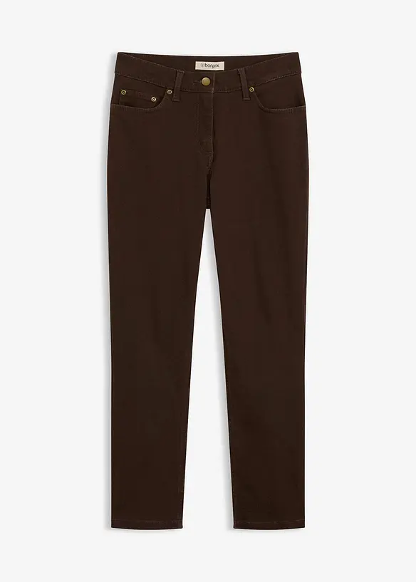 Twillhose aus elastischem Baumwoll-Mix in braun von vorne - bonprix