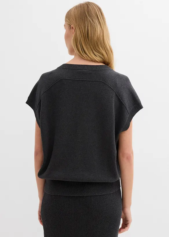Pullunder aus reiner Bio-Baumwolle in grau von hinten (im Anschnitt) - bonprix Pullunder aus reiner Bio-Baumwolle in grau von hinten (im Anschnitt) - bonprix