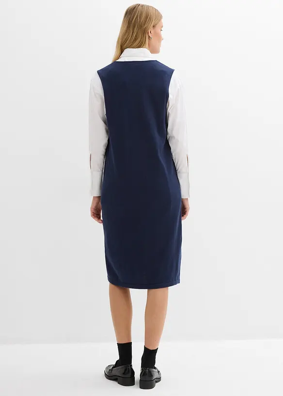 Strickkleid aus reiner Baumwolle in blau von hinten (Totalaufnahme) - bonprix Strickkleid aus reiner Baumwolle in blau von hinten (Totalaufnahme) - bonprix