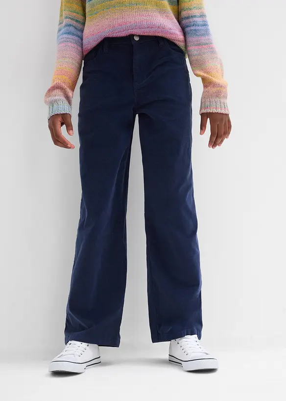 weiche Cordhose aus Bio-Baumwollstretch in blau von vorne - bonprix