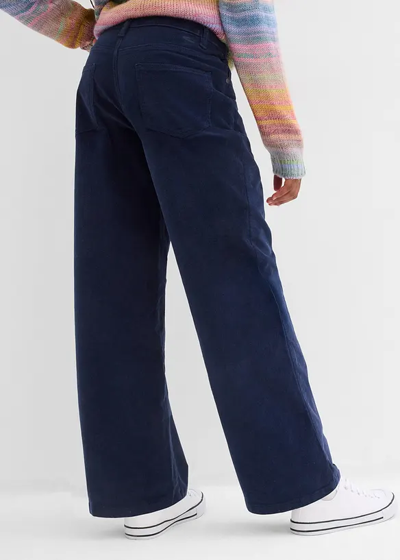 weiche Cordhose aus Bio-Baumwollstretch in blau von hinten - bonprix