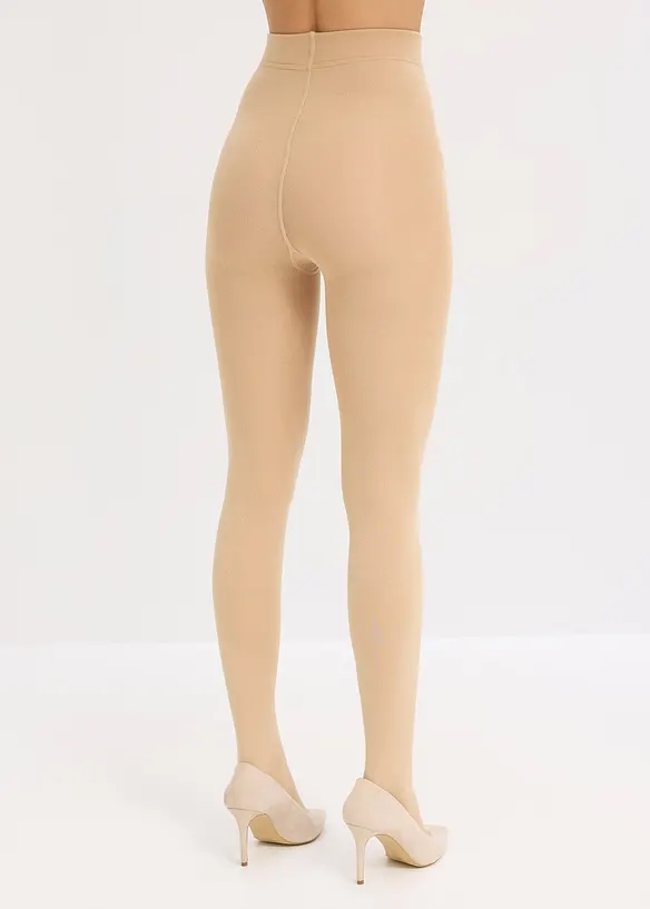 Thermostrumpfhose mit softem Fleece 140 DEN in beige von hinten - bonprix