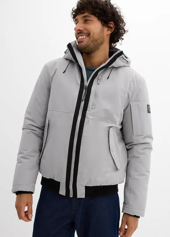 Winterblouson in Regular-Fit in grau von vorne (im Anschnitt) - bonprix
