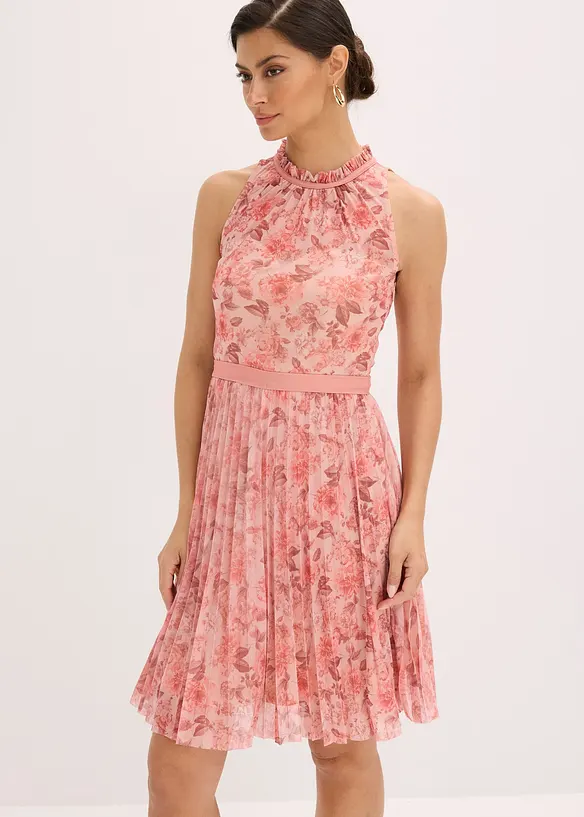 Minikleid aus feinem Tüll mit Plissee in rosa von vorne (Totalaufnahme) - bonprix Minikleid aus feinem Tüll mit Plissee in rosa von vorne (Totalaufnahme) - bonprix