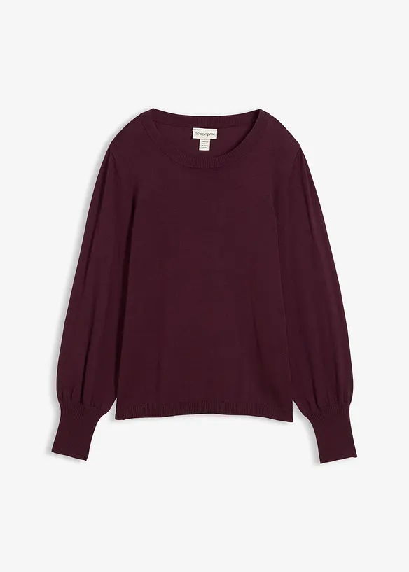 Pullover mit Ballon-Ärmel in rot von vorne - bonprix