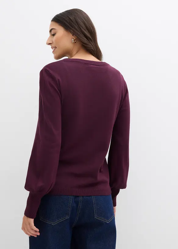 Pullover mit Ballon-Ärmel in rot von hinten (im Anschnitt) - bonprix