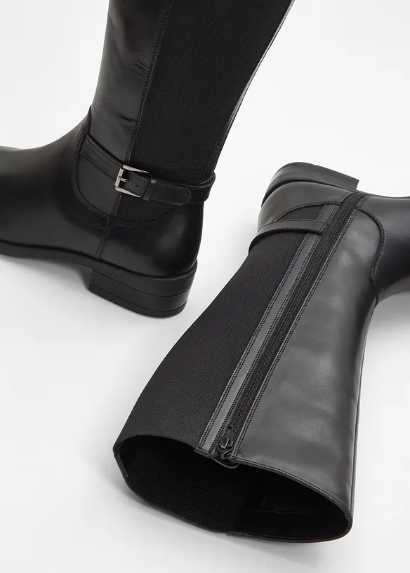 Stiefel aus Leder in schwarz - bonprix