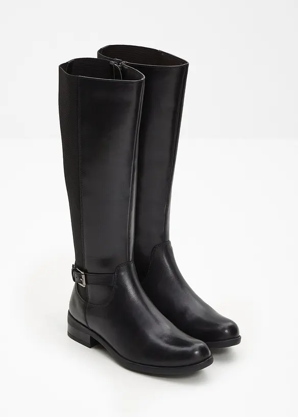 Stiefel aus Leder in schwarz - bonprix