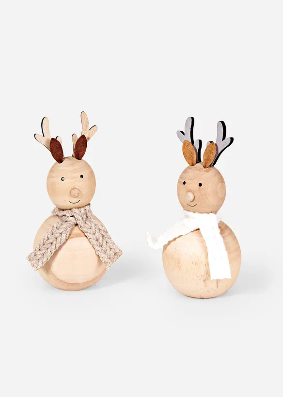 Deko-Figur Elch (2er Pack) in beige von vorne - bonprix