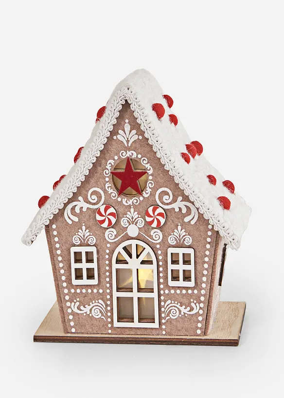LED-Deko-Objekt in Lebkuchenhaus Form in braun von vorne - bonprix