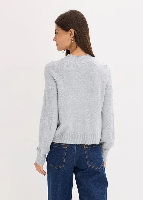 Texturierte Strickjacke in grau von hinten (im Anschnitt) - bonprix