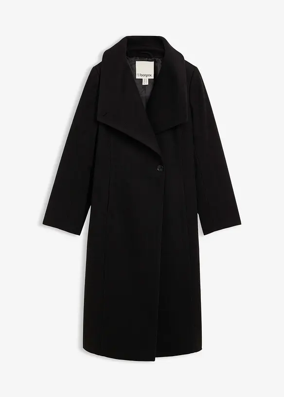 Mantel aus Wollimitat in schwarz von vorne - bonprix
