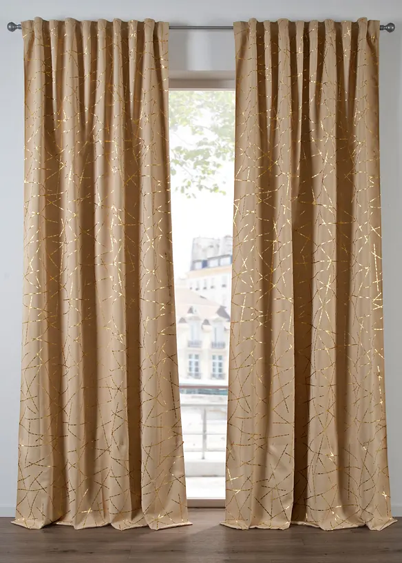 Abdunkelnder Vorhang mit Glanz, auch in extralang (1er Pack) in beige - bonprix