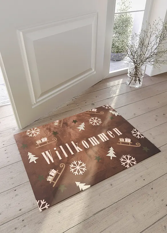 Fußmatte mit weihnachtlichem Motiv in braun (Ambiente) - bonprix