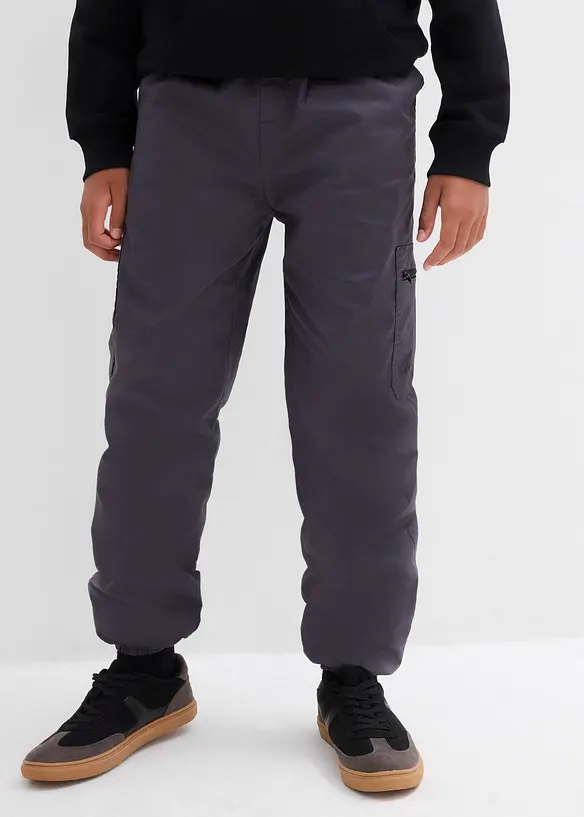 Thermo Loose Fit Cargohose mit Jerseyfutter in grau von vorne - bonprix