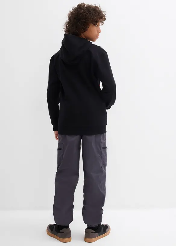 Thermo Loose Fit Cargohose mit Jerseyfutter in grau von hinten - bonprix