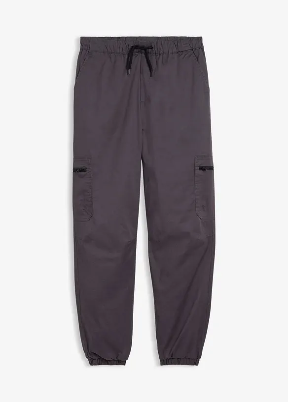 Thermo Loose Fit Cargohose mit Jerseyfutter in grau von vorne - bonprix