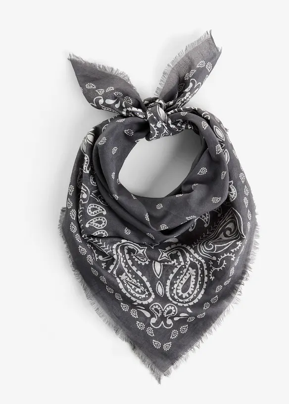 Nickituch mit Paislydesign in grau von vorne - bonprix