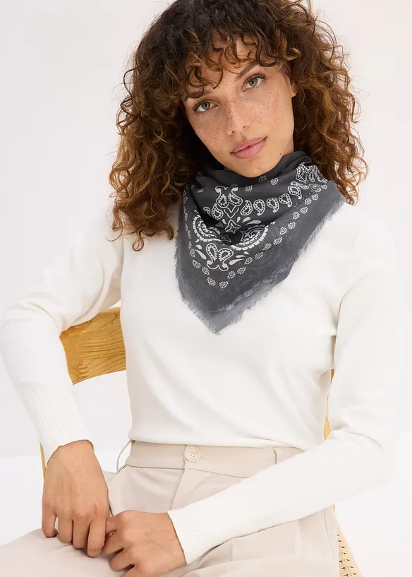 Nickituch mit Paislydesign in grau von vorne (im Anschnitt) - bonprix